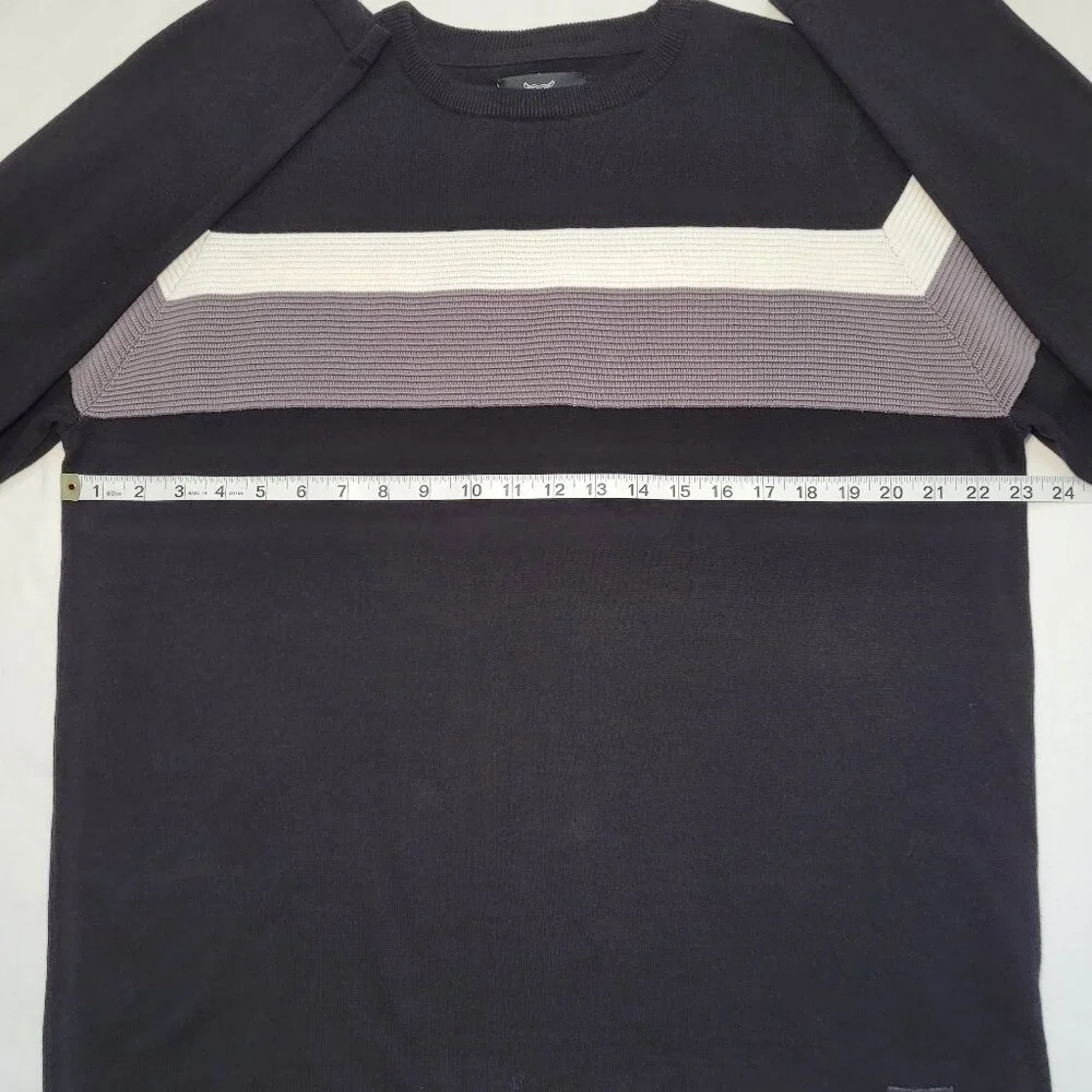 Threadbare Mens Black Striped Crew Neck Knit Sweater XL Academia Preppy NEW - Picture 7 of 12